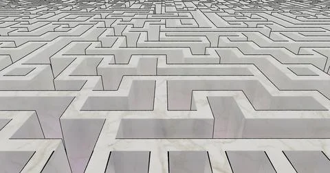Tangled Maze Puzzle in perspective with hand drawn corners 3d illustration Illustrazione stock