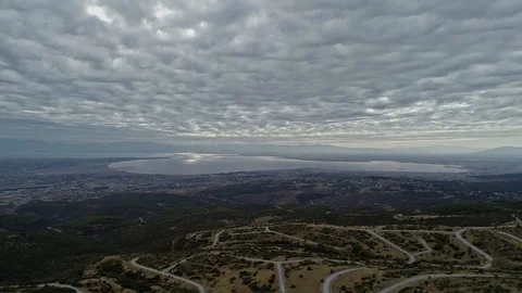 Tangled pathways of the abandoned park above Saloniki, Greece. Aerial, drone Stock Footage 122443560