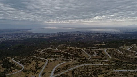 Tangled pathways of the abandoned park above Saloniki, Greece. Aerial, drone Stock Footage 122443598