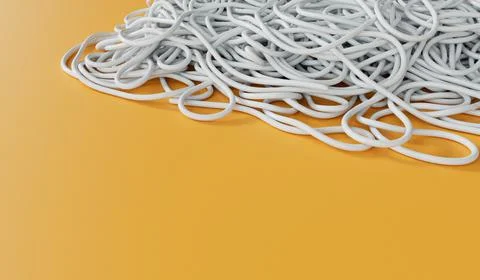 A tangled pile of string or wire. Confusion and thought process concept. 3D イラスト素材