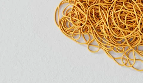 A tangled pile of string or wire. Confusion and thought process concept. 3D イラスト素材