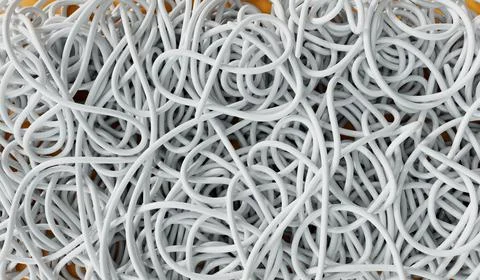 A tangled pile of string or wire. Confusion and thought process concept. 3D Stock Illustration