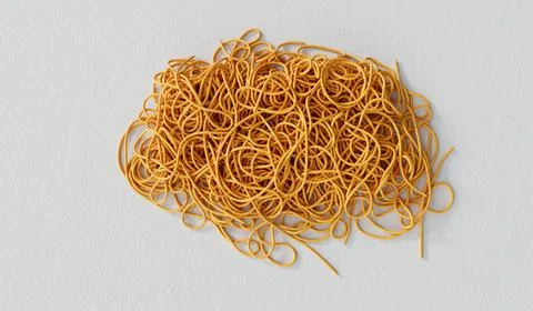 A tangled pile of string or wire. Confusion and thought process concept. 3D Stock Illustration