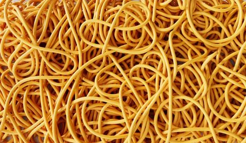 A tangled pile of string or wire. Confusion and thought process concept. 3D Stock Illustration