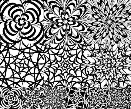 Tangled random curvy lines pattern, geometric element Illustrazione stock