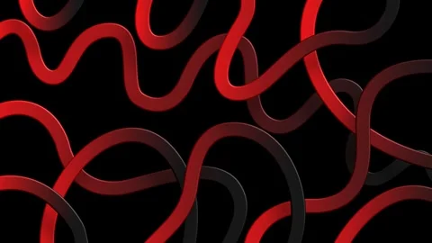 Tangled red glowing wires on black background futuristic digital network Stock Footage 327944833