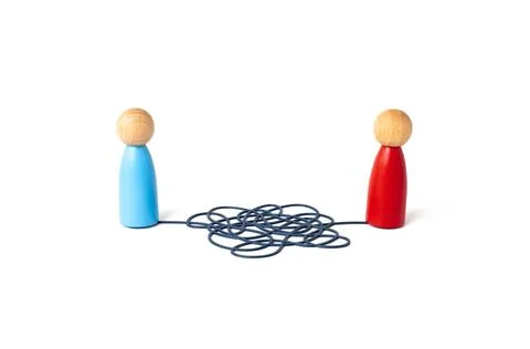 Tangled relationships between people. Negotiations and conflict resolution... Stock Illustration