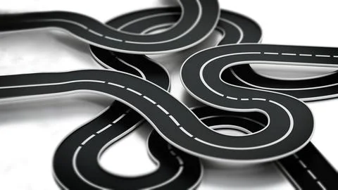 Tangled road isolated on white background. 3D illustration Stock Illustration
