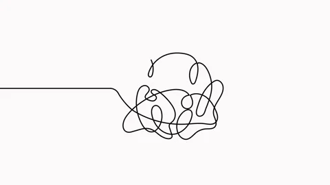 Tangled round scribble continuous line drawn animation. Stock Footage 302090546
