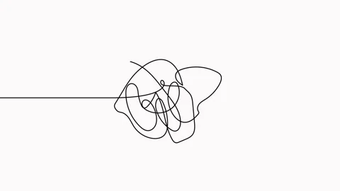 Tangled round scribble continuous line drawn animation. Stock Footage 302090563