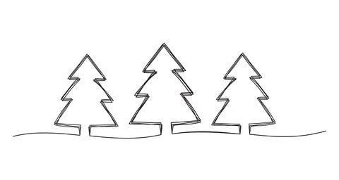 Tangled scribble Christmas Pine Tree forest banner Illustrazione stock