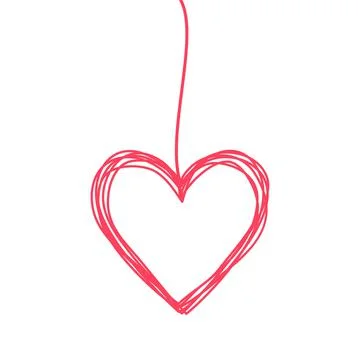 Tangled scribbled HEART hanging on a string Stock Illustration