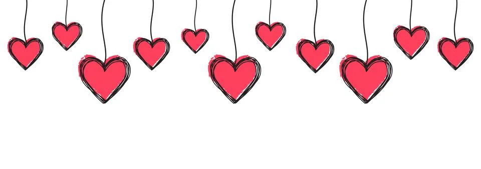 Tangled scribbled heart hanging on a string Stock Illustration