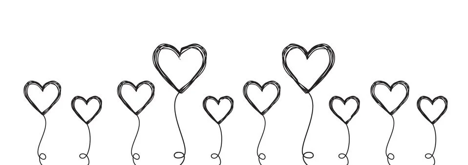 Tangled scribbled heart on a string air baloon or flower like Stock Illustration