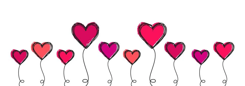 Tangled scribbled heart on a string air baloon or flower like Illustrazione stock