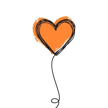 Tangled scribbled heart on a string air baloon or flower like Stock Illustration
