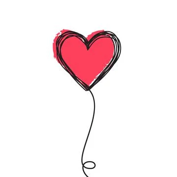 Tangled scribbled heart on a string air baloon or flower like Stock Illustration