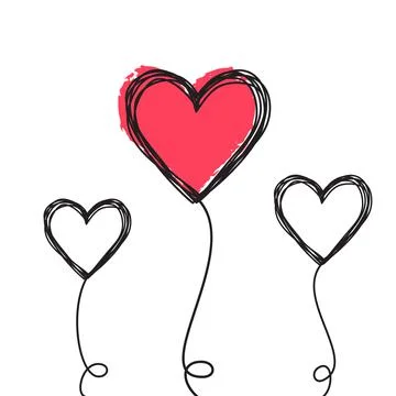 Tangled scribbled heart on a string air baloon or flower like Stock Illustration