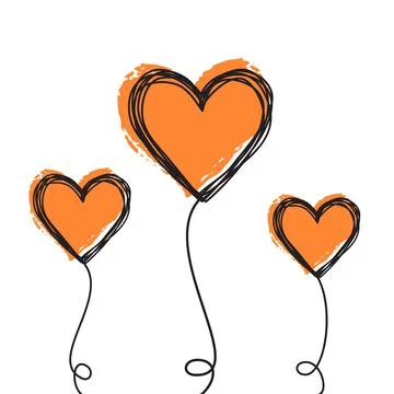 Tangled scribbled heart on a string air baloon or flower like Stock Illustration