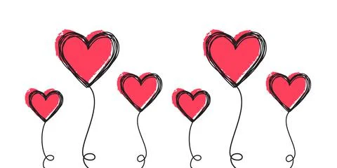 Tangled scribbled heart on a string air baloon or flower like Stock Illustration