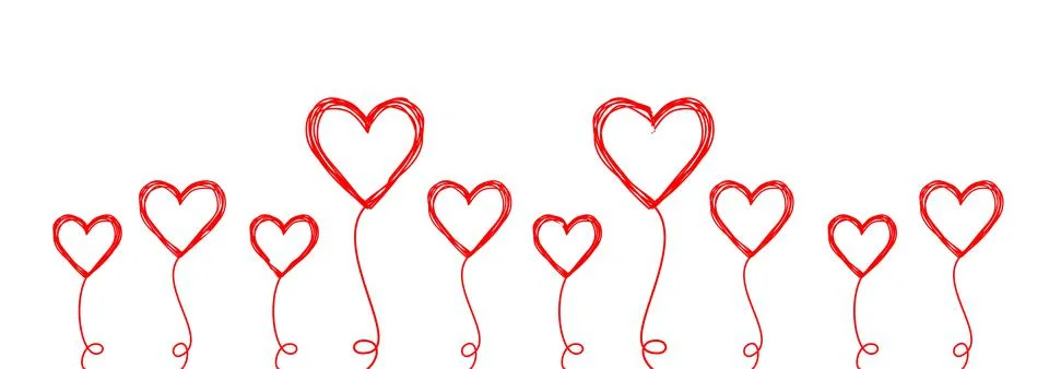 Tangled scribbled heart on a string air baloon or flower like Stock Illustration