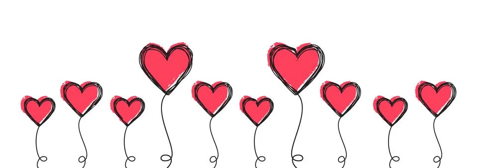 Tangled scribbled heart on a string air baloon or flower like Stock Illustration