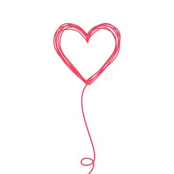 Tangled scribbled HEART on a string line Illustrazione stock
