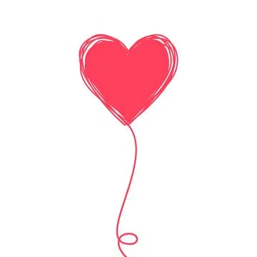 Tangled scribbled HEART on a string line Illustrazione stock