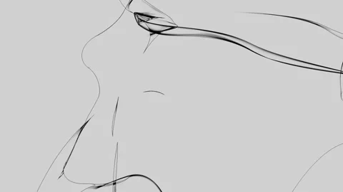 Tangled Scribbled Pencil Sketch shapes Shifting on Fantasy Background Stock Footage 323083824