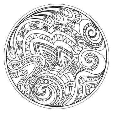 Tangled shapes in the circle Stock Illustration