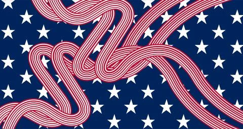 Tangled Stripes on Star-Spangled Background Stock Illustration