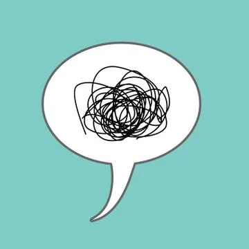 Tangled thoughts Comic speech Bubble isolated. Place for text nonsense, bul.. Stock Illustration