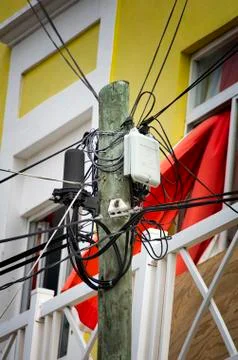 Tangled Utility Wires Foto stock