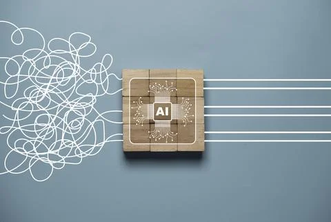 Tangled white rope after pass thru Artificial Intelligence or AI is Smoot w.. 写真素材