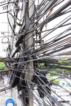 Tangled wire  in urban Stock Photos