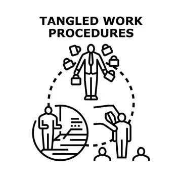 Tangled work procedures concept developing business strategy Stock Illustration