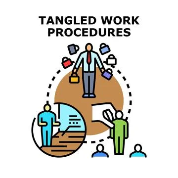 Tangled work procedures concept developing business strategy Stock Illustration