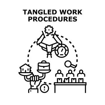 Tangled work procedures creating corporate inefficiency problem Stock Illustration
