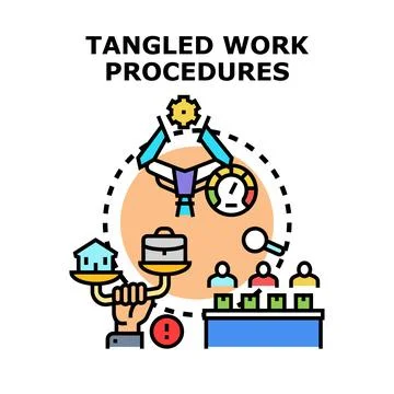 Tangled work procedures creating corporate inefficiency problem Stock Illustration
