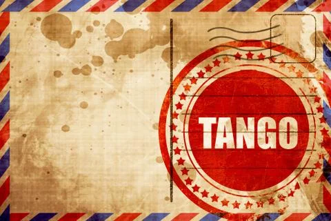 Tango dance, red grunge stamp on an airmail background Stock Illustration