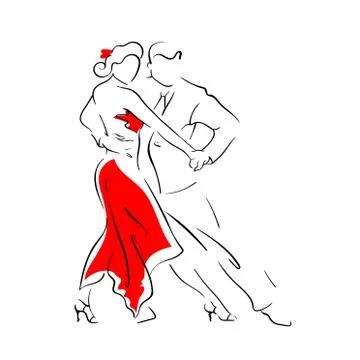 Tango dance vector sketch. Hand drawn kine illustration. Stock Illustration