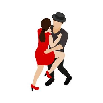 Tango dancers icon, isometric 3d style Stock Illustration