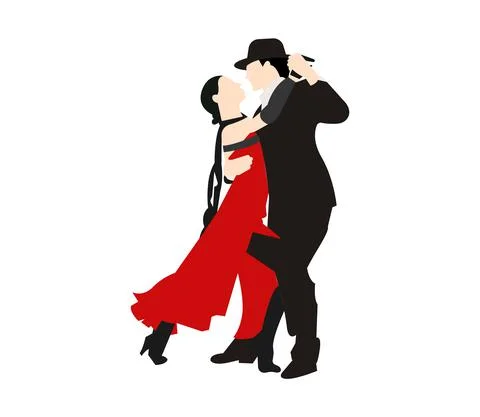Tango dancers on white Stock Illustration
