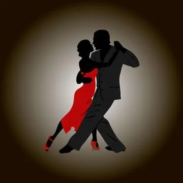 Tango. Dancing couple: man and woman Stock Illustration