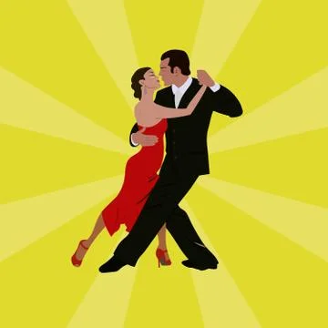 Tango dancing couple man and woman Stock Illustration