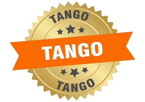 Tango. tango round orange and gold label isolated on transparent background Stock Illustration