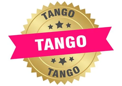 Tango. tango round pink and gold label isolated on transparent background Stock Illustration