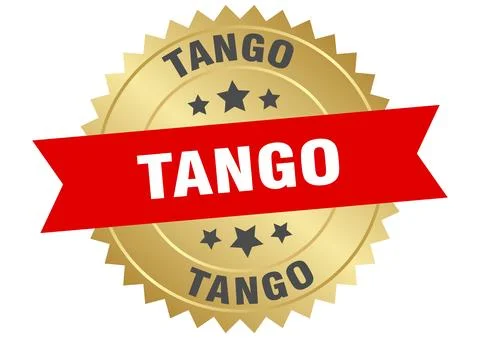 Tango. tango round red and gold label isolated on transparent background Stock Illustration