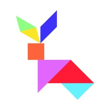 Tangram puzzle in rabbit shape on white background (Vector) Stock Illustration