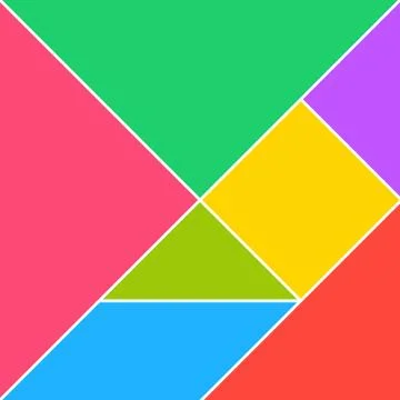 Tangram puzzle square set. Vector triangle geometric tangram template イラスト素材